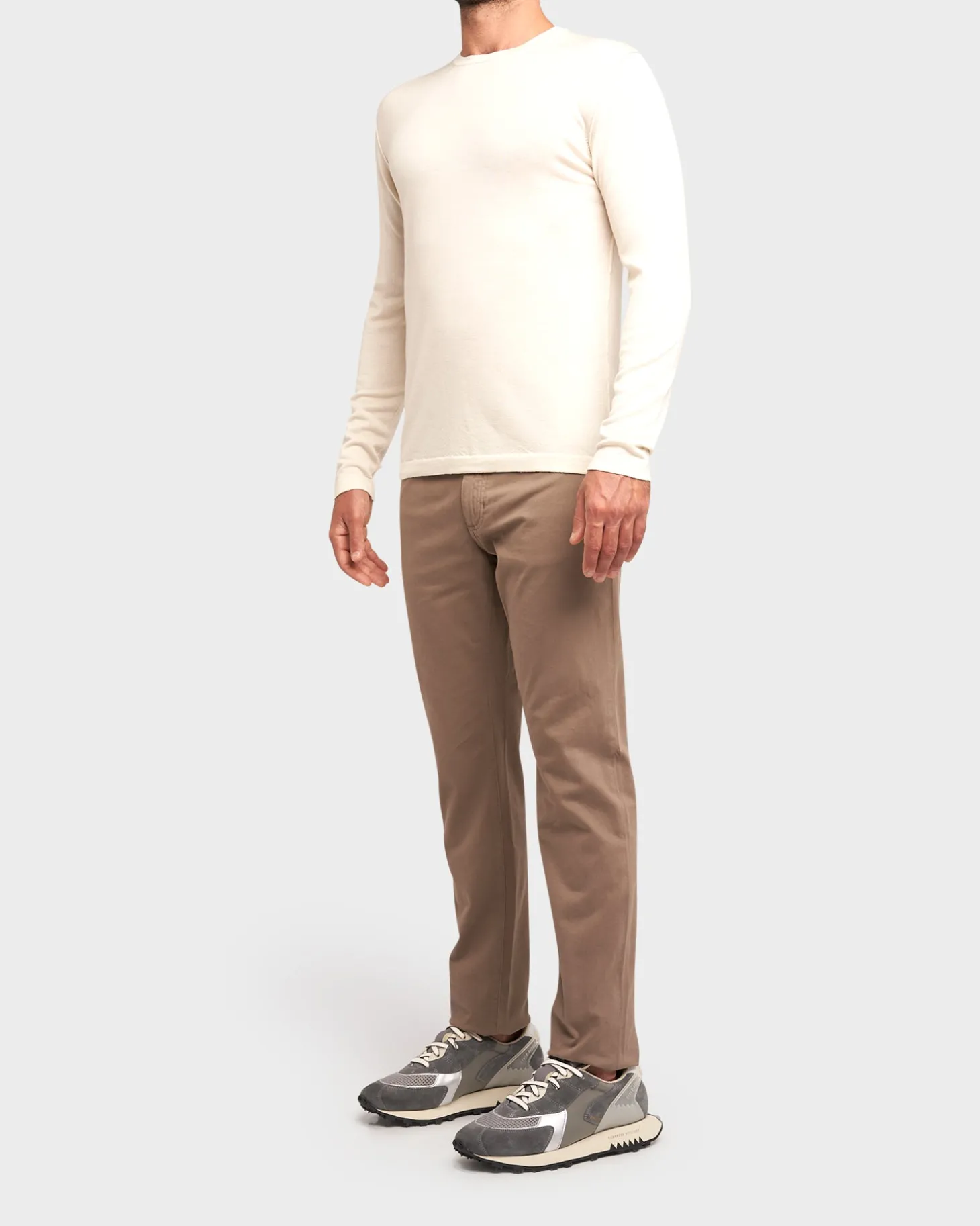 Cream Virgin Wool Crew Sweater