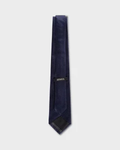 Dark Blue And Black Patterned Tie