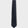 Dark Blue And Grey Patterned Silk Tie