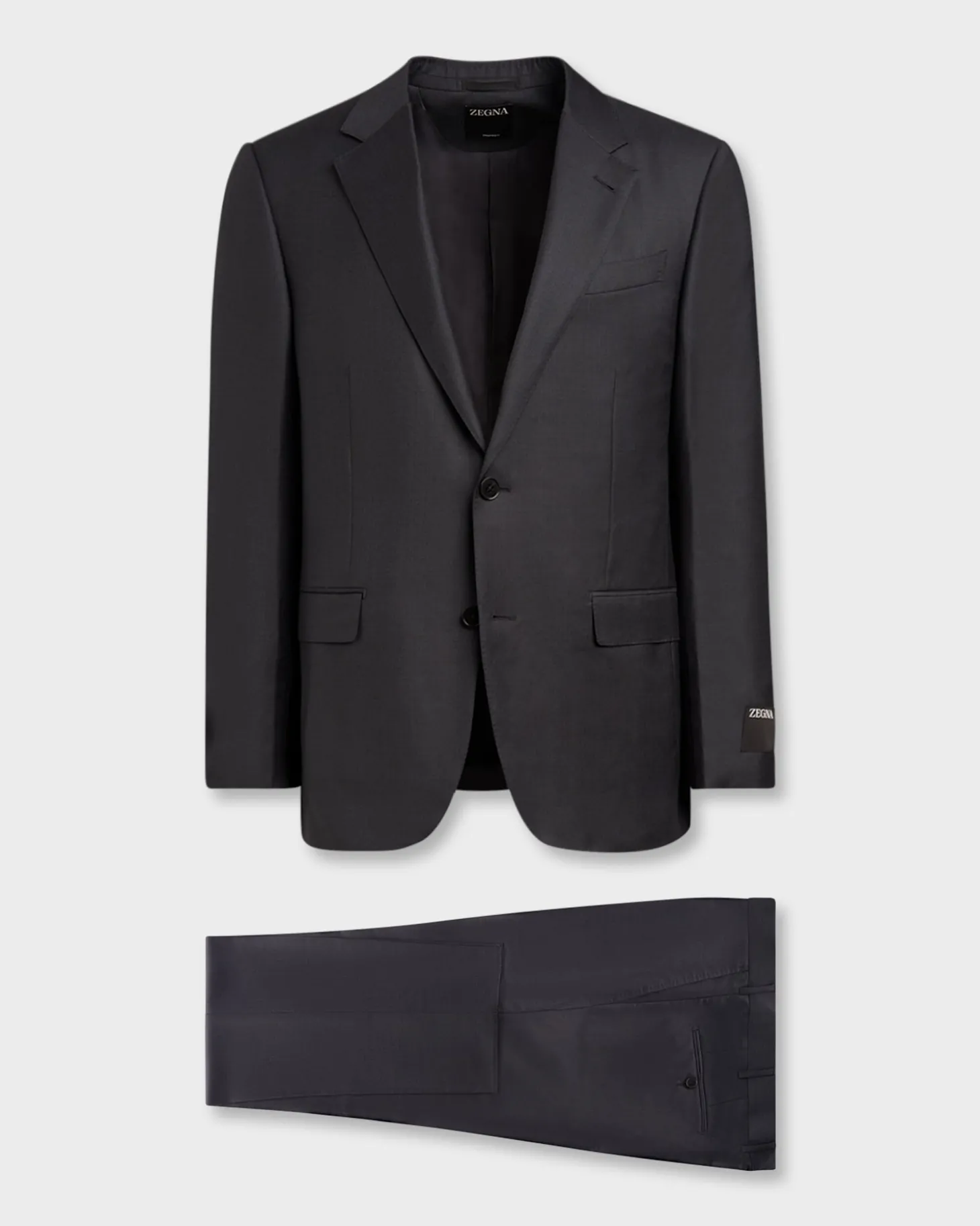 Dark Blue And Gunmetal Windowpane 15Milmil15 Wool Suit