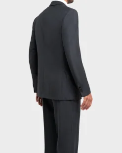 Dark Blue And Gunmetal Windowpane 15Milmil15 Wool Suit
