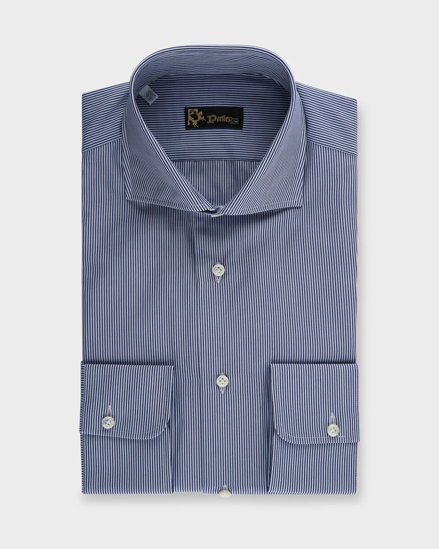 Dark Blue And White Stripe Cotton Shirt