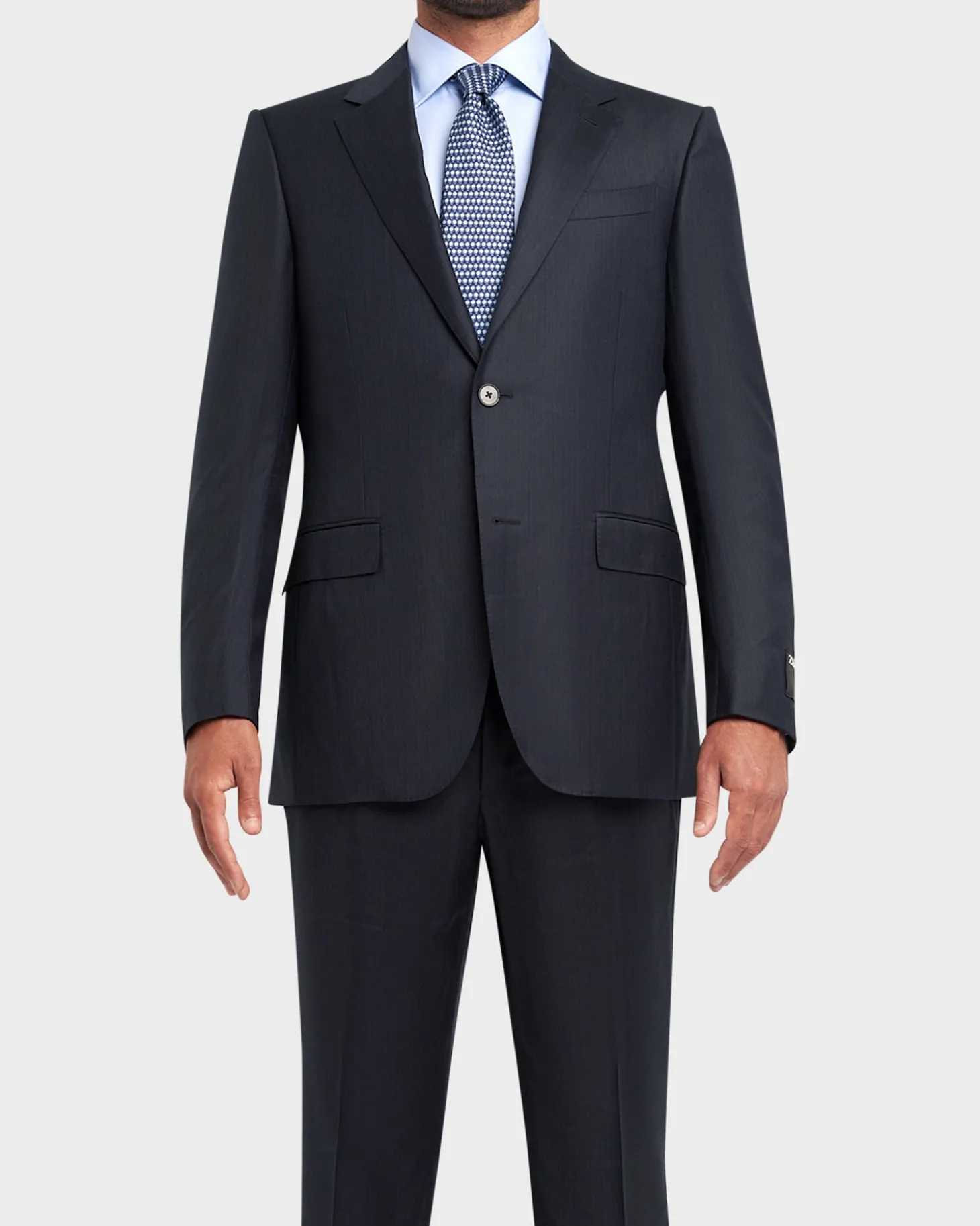 Dark Blue Burgundy Stripe Trofeo Wool Suit