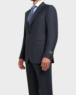 Dark Blue Burgundy Stripe Trofeo Wool Suit