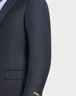 Dark Blue Burgundy Stripe Trofeo Wool Suit