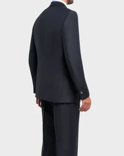 Dark Blue Burgundy Stripe Trofeo Wool Suit