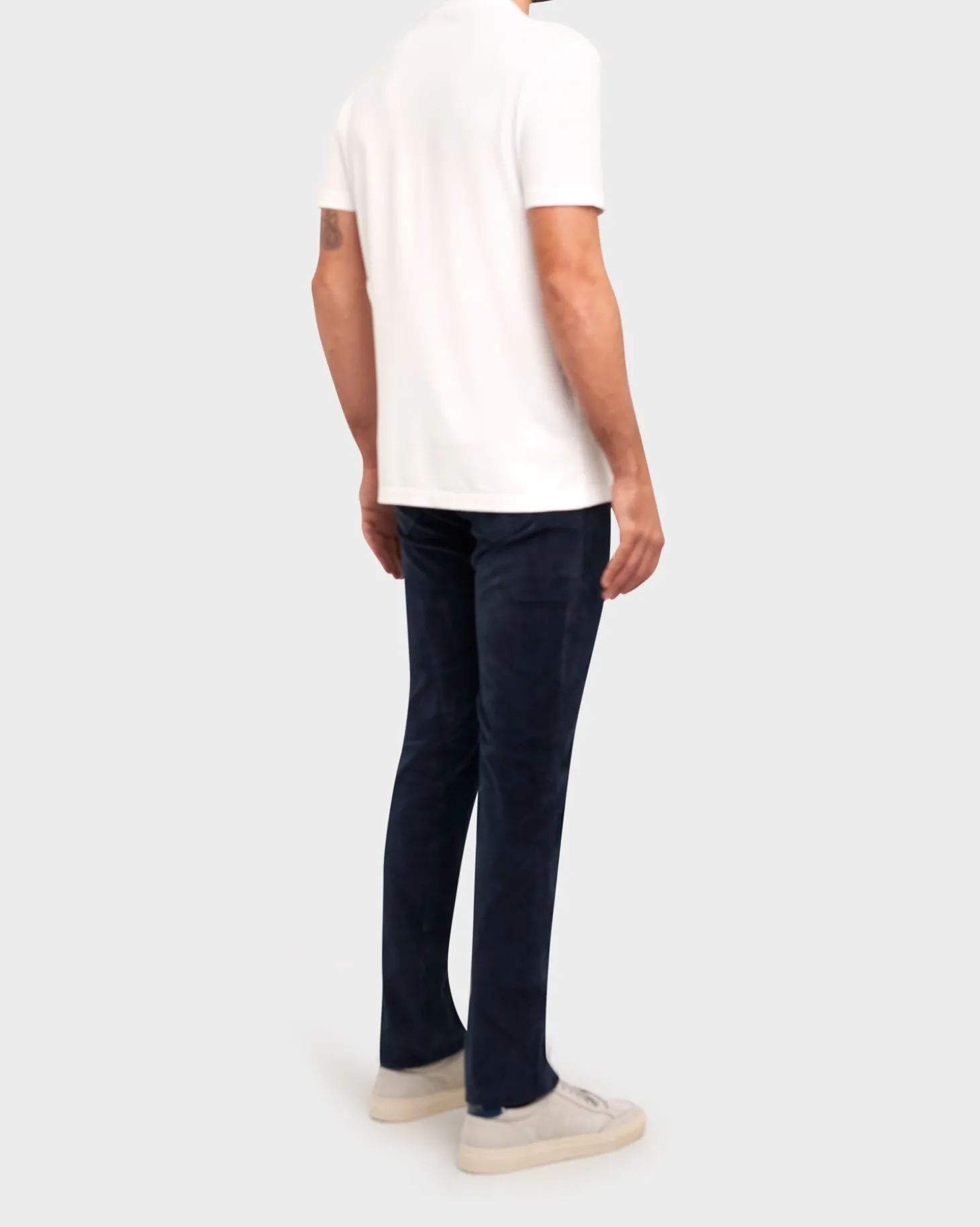 Dark Blue Cashmere Cotton Slim Fit Cords