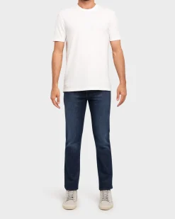 Dark Blue Cotton And Linen Stretch Lightweight Jeans