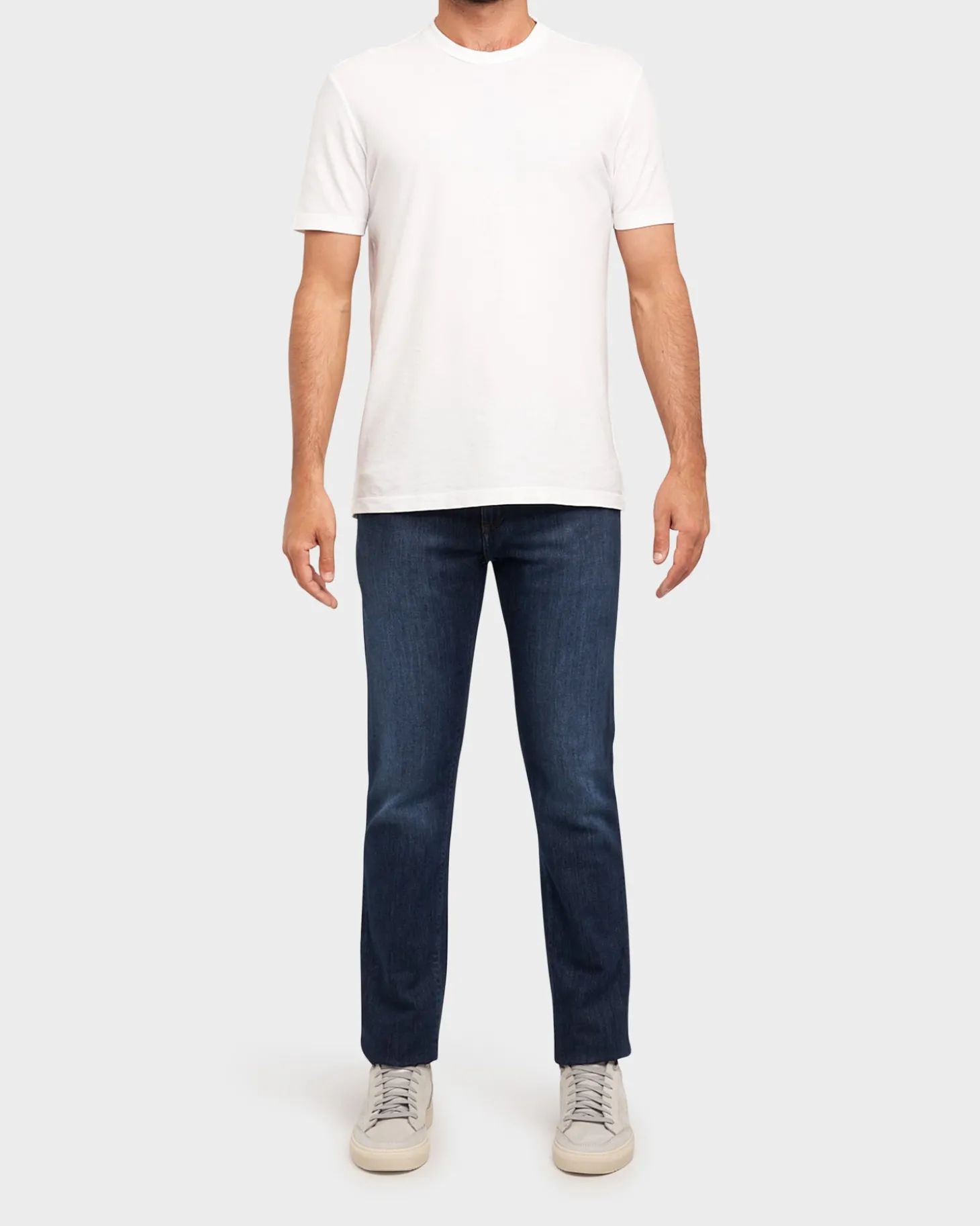 Dark Blue Cotton And Linen Stretch Lightweight Jeans