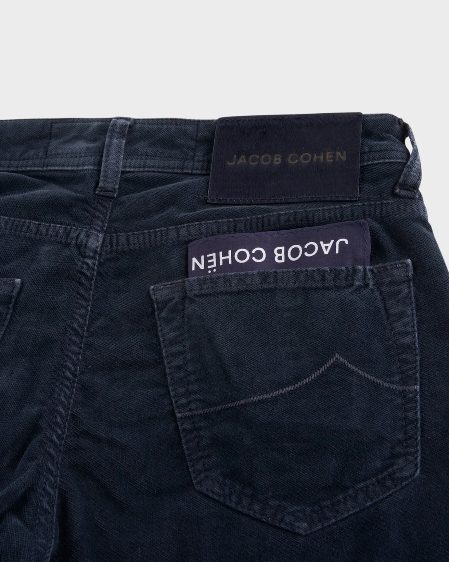 Dark Blue Cotton Corduroy Slim Fit Trousers