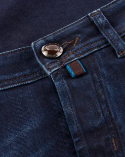 Dark Blue Cotton Lyocell Slim Fit Jeans