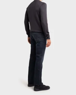 Dark Blue Cotton Lyocell Slim Fit Jeans