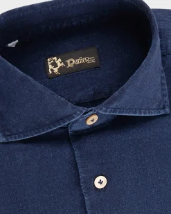 Dark Blue Denim Linen Cotton Shirt