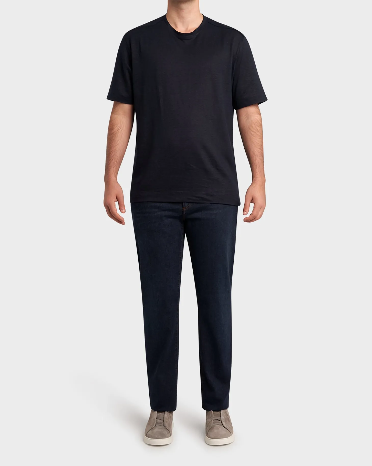Dark Blue Linen Jersery T-Shirt