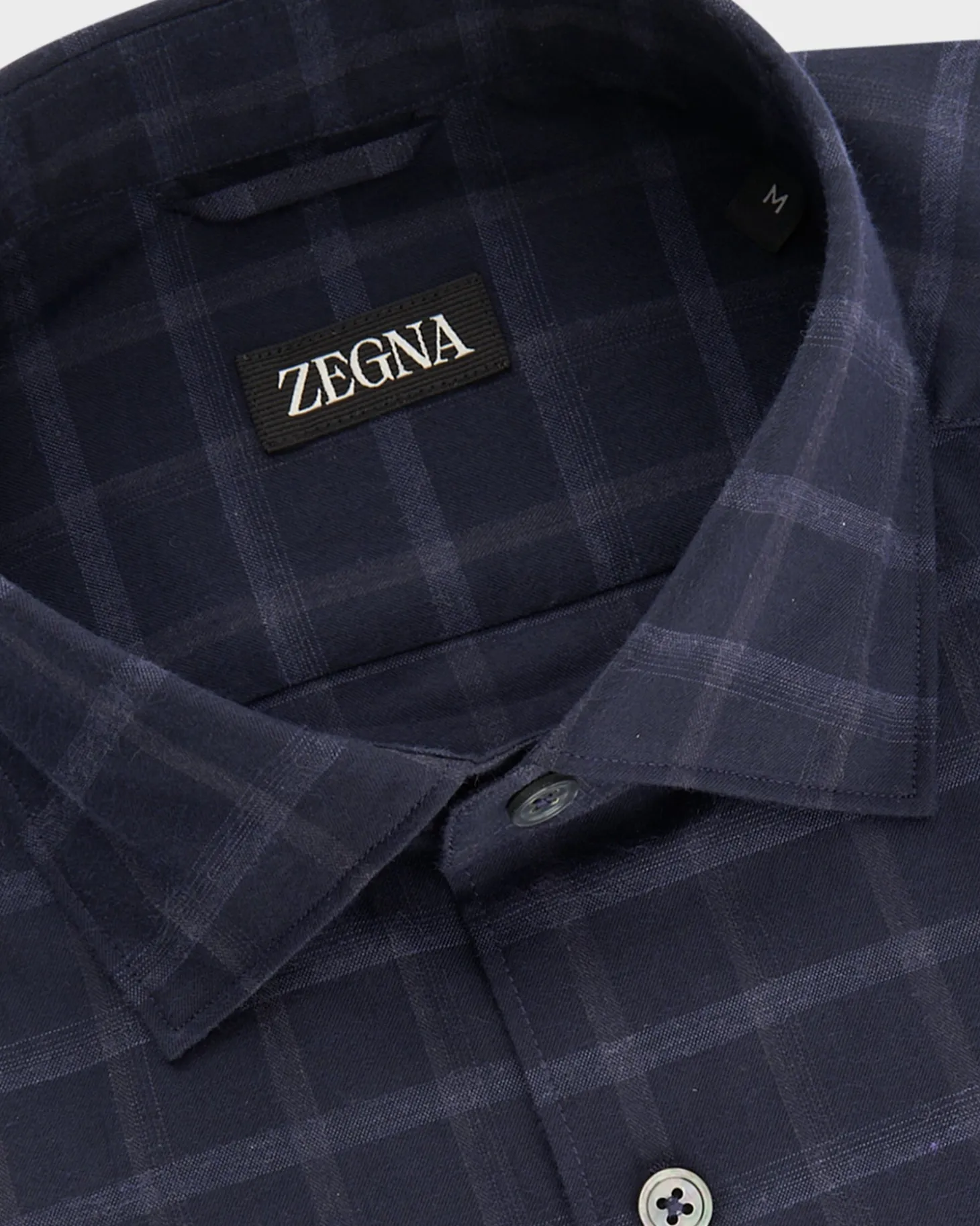 Dark Blue Macro Check Cotton Shirt