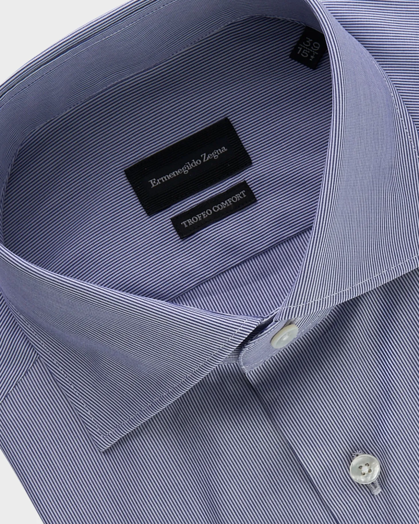 Dark Blue Pinstripe French Cuff Trofeo Cotton Shirt