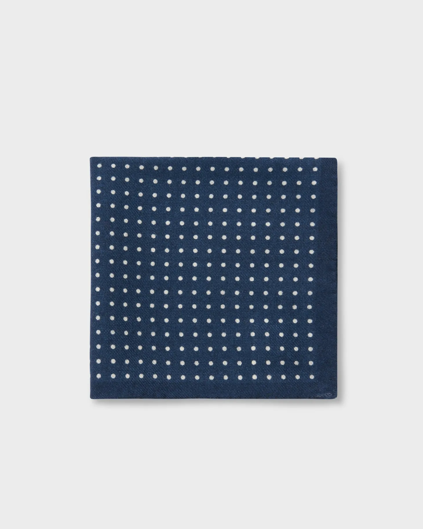 Dark Blue Polkadot Wool Pocket Square