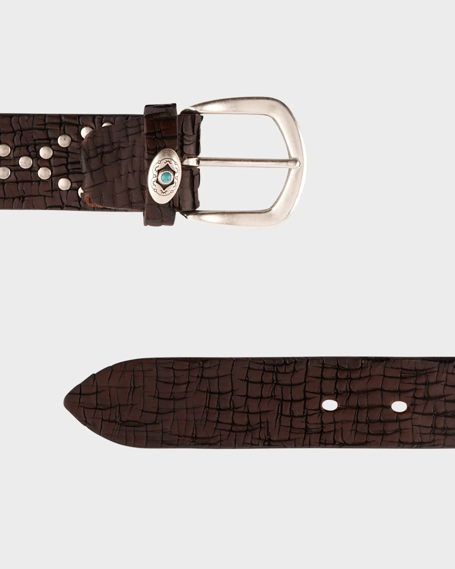 Dark Brown Distressed Studded Belt