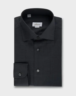 Dark Grey Prince Of Wales Check Collar Shirt