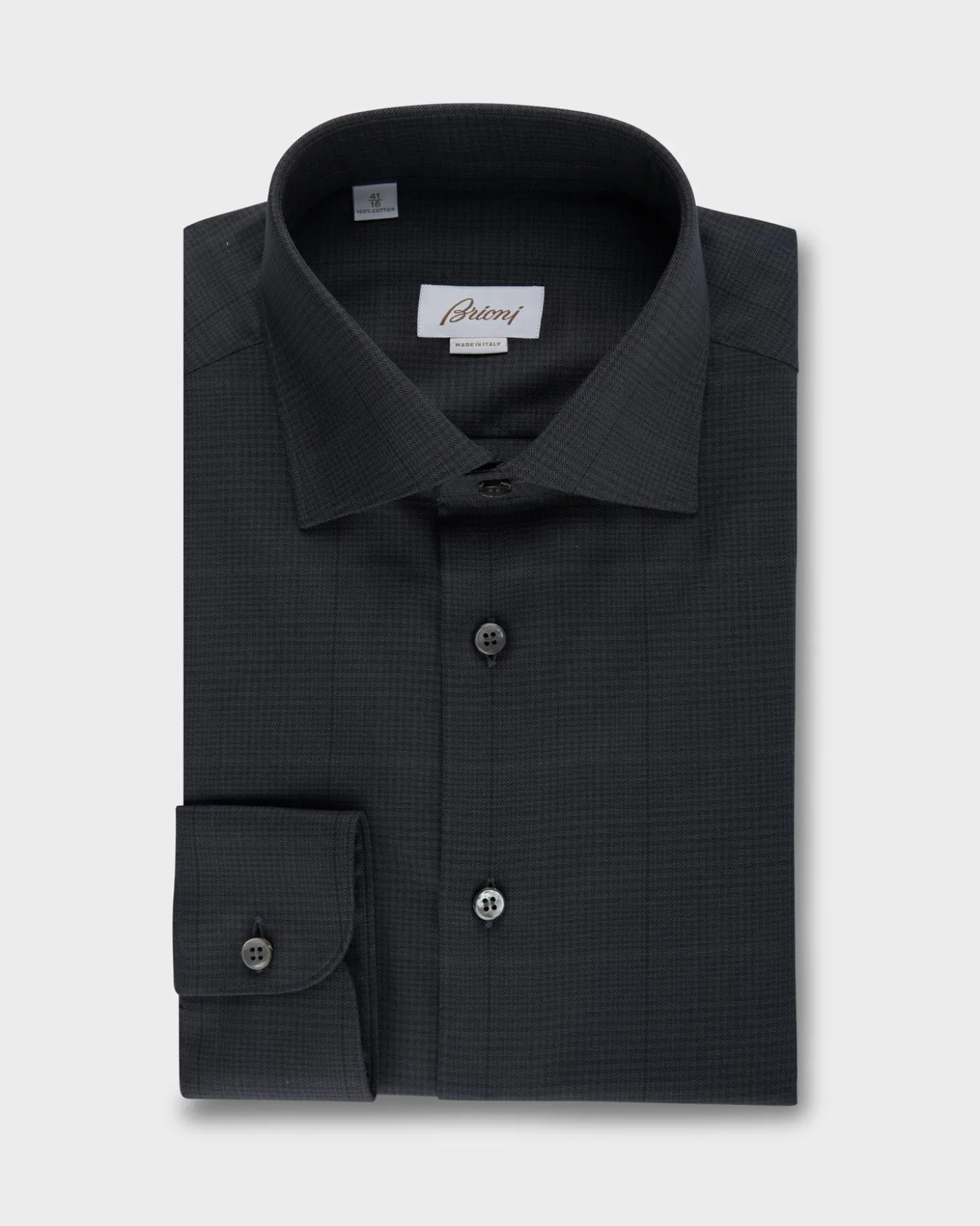 Dark Grey Prince Of Wales Check Collar Shirt