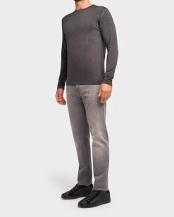 Dark Grey Pure Wool Crew Knit