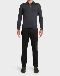 Dark Grey Vintage Dyed Polo Wool Knit