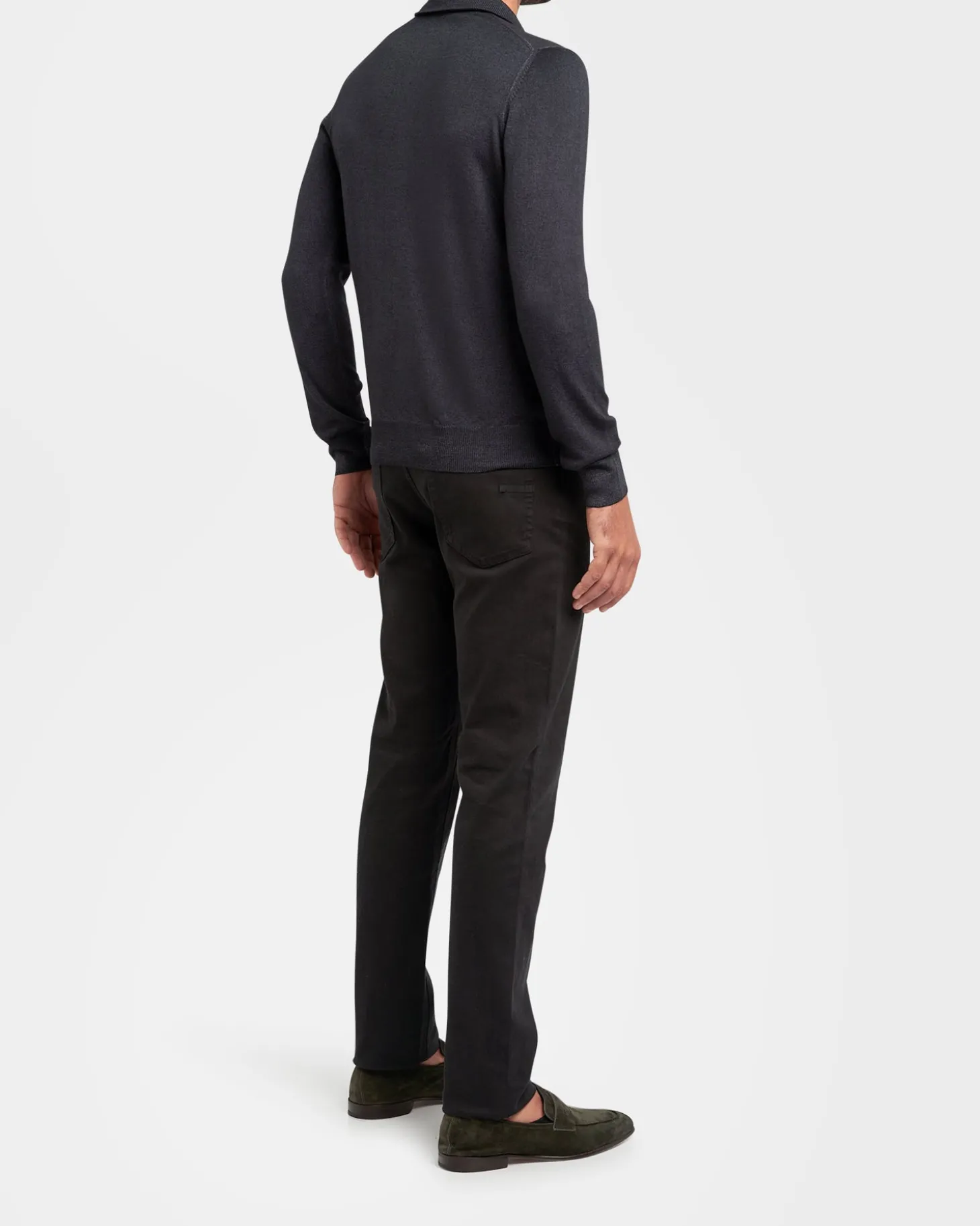 Dark Grey Vintage Dyed Polo Wool Knit