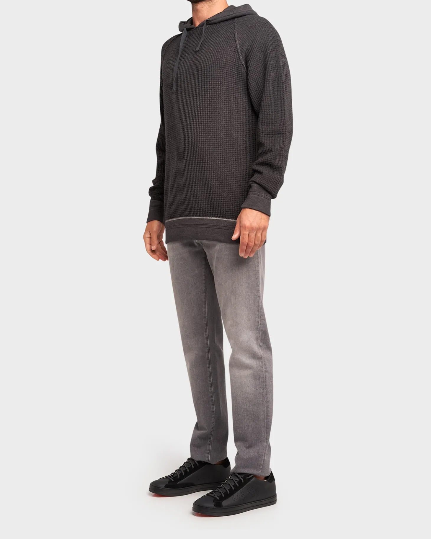 Dark Grey Wool Waffle Weave Hoodie