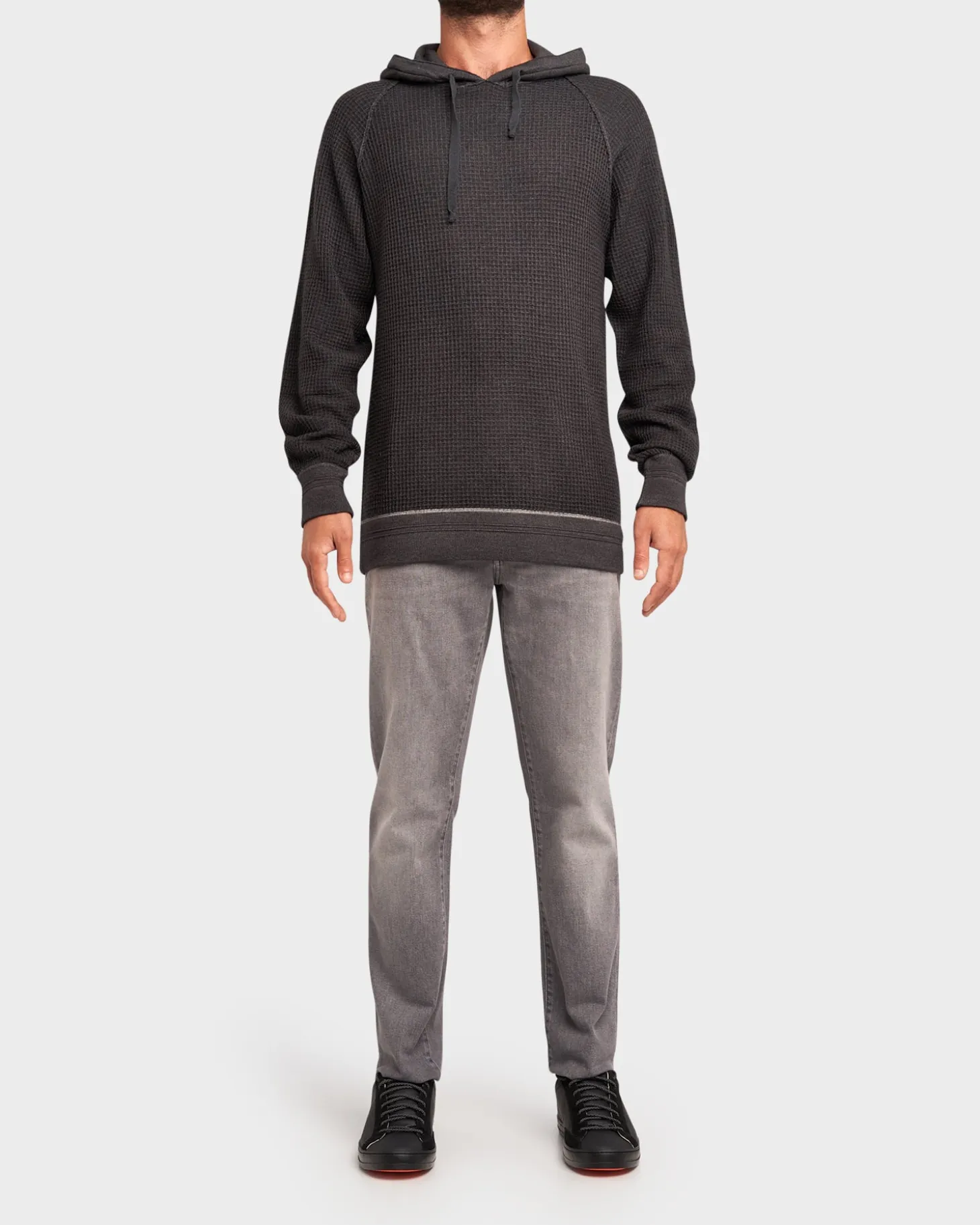 Dark Grey Wool Waffle Weave Hoodie