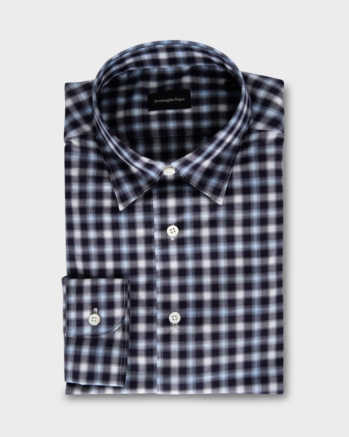 Dark Indigo And White Check Shirt