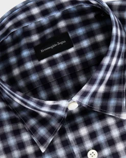 Dark Indigo And White Check Shirt