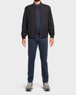 Dark Navy Techmerino Wool Bomber Jacket