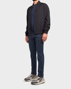 Dark Navy Techmerino Wool Bomber Jacket