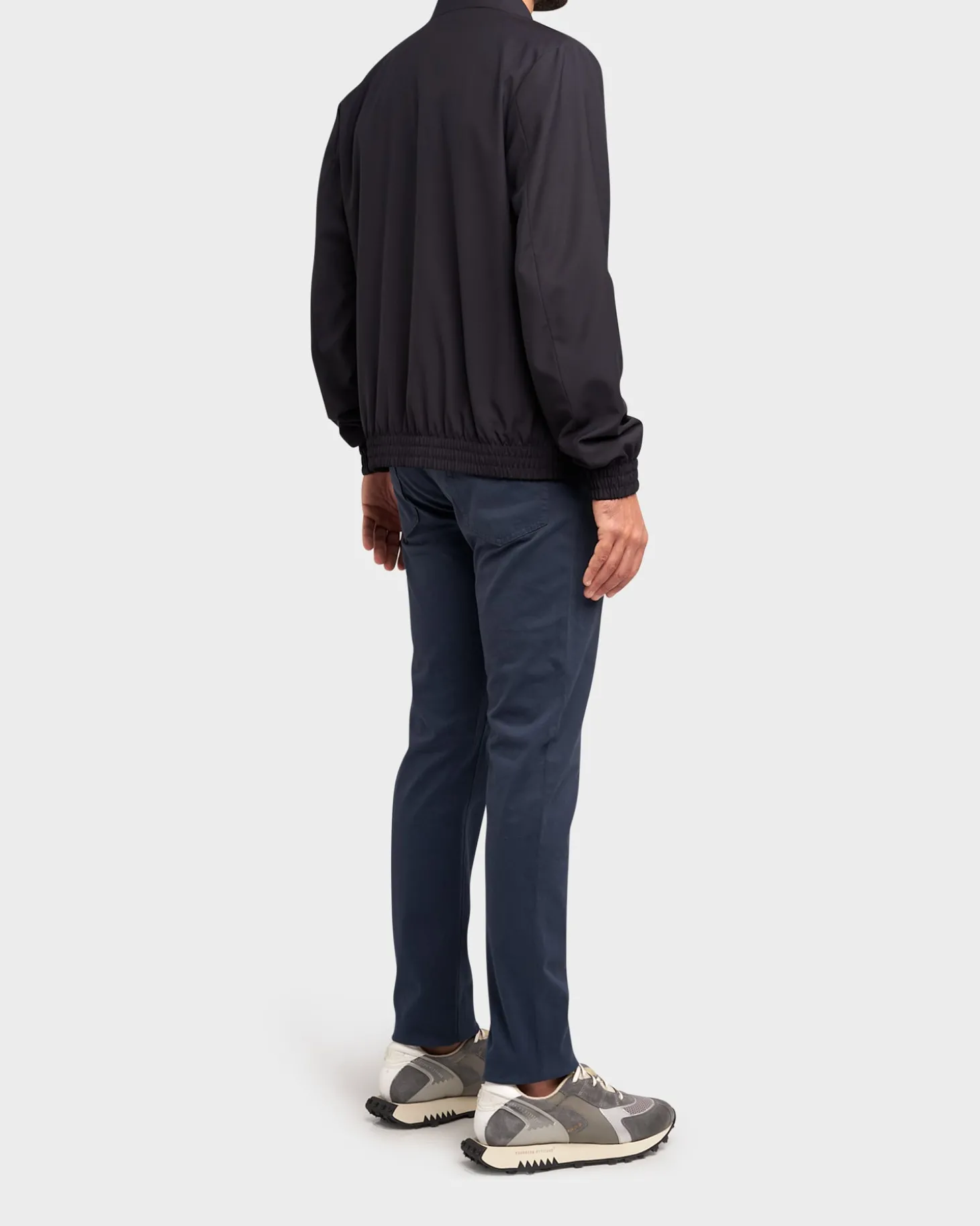 Dark Navy Techmerino Wool Bomber Jacket