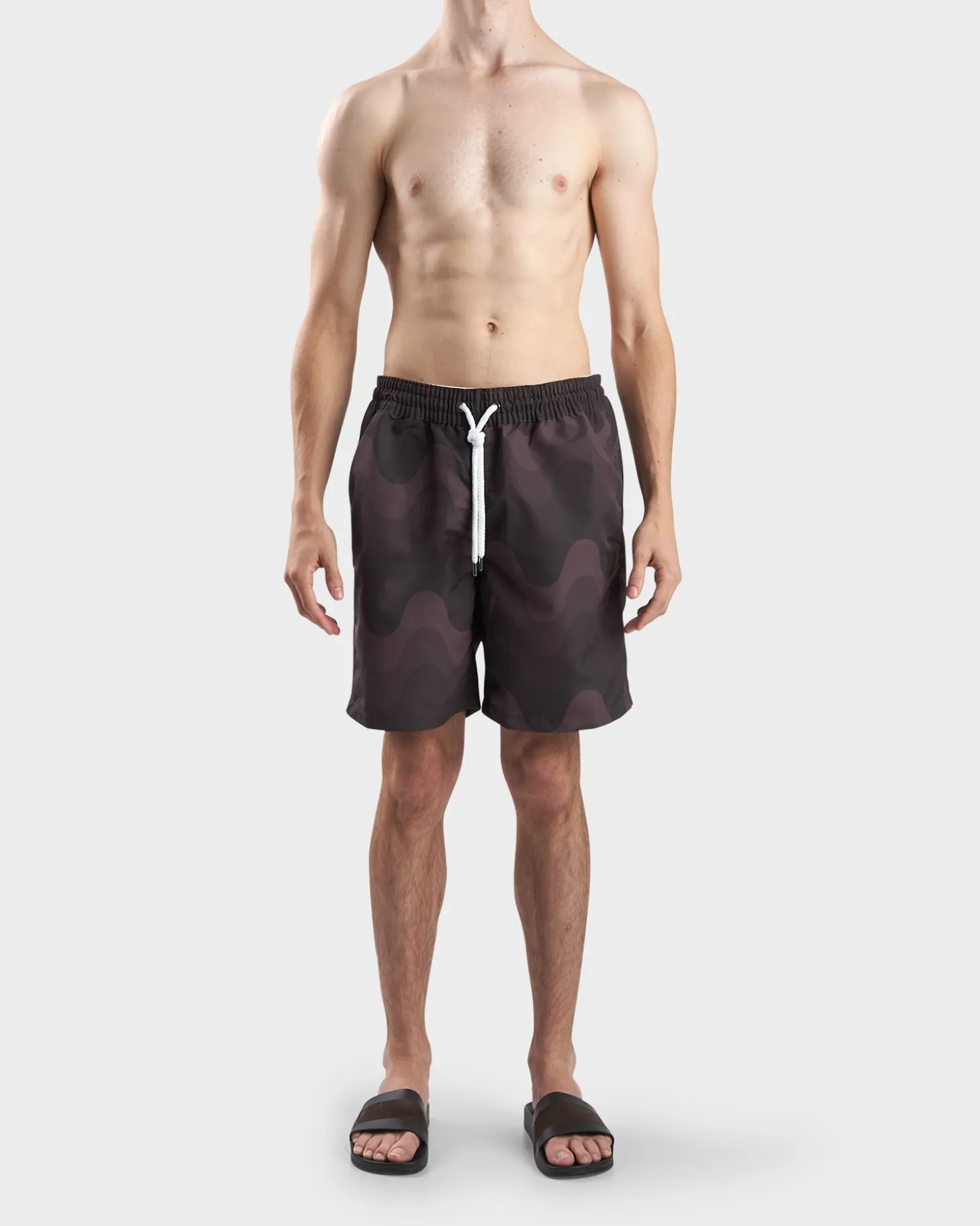 Dark Oat Brown Wave Copacabana Swim Shorts