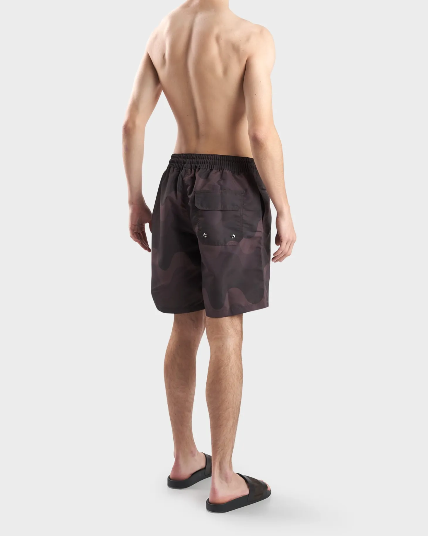 Dark Oat Brown Wave Copacabana Swim Shorts