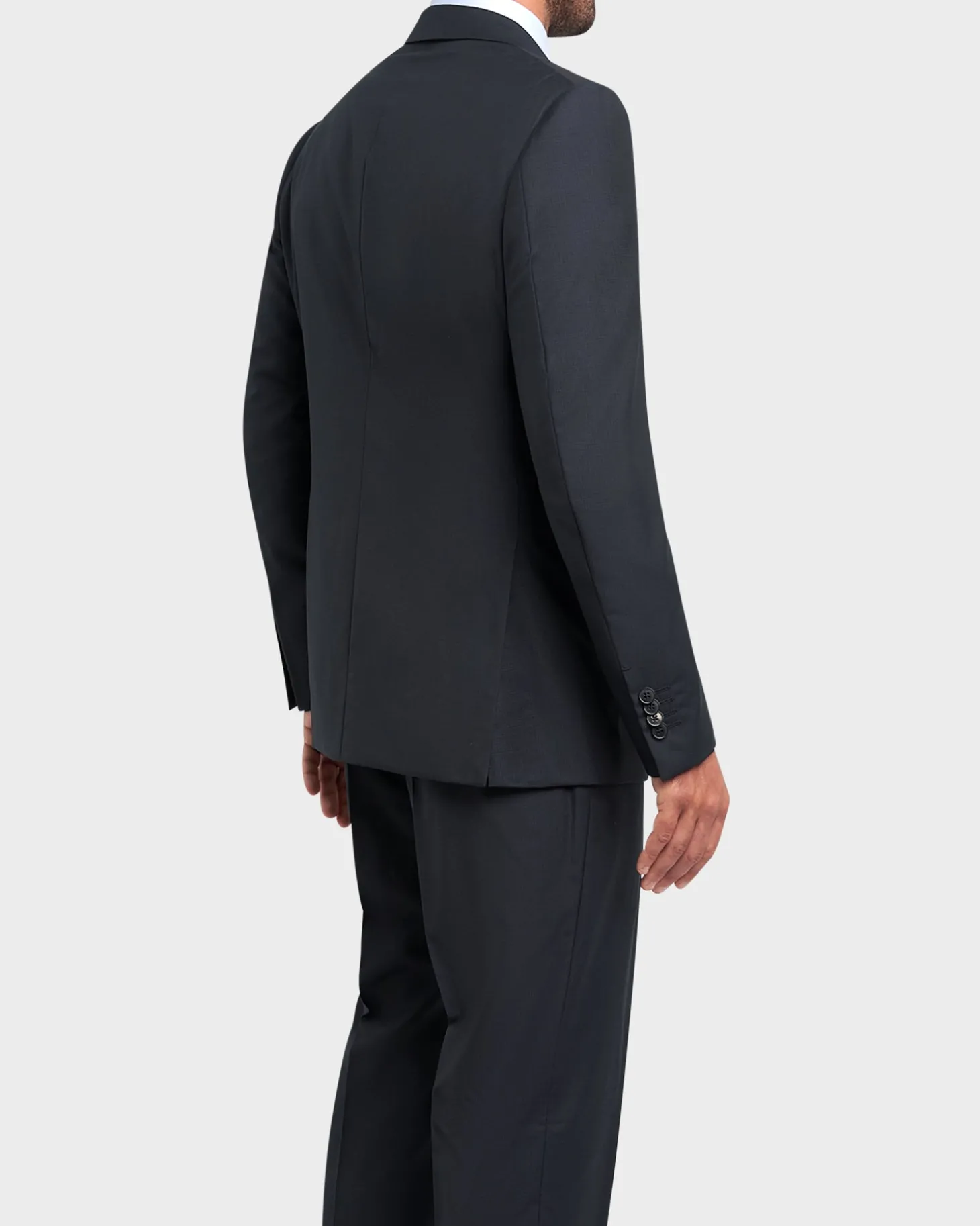 Deep Blue Check Pattern Wool Suit
