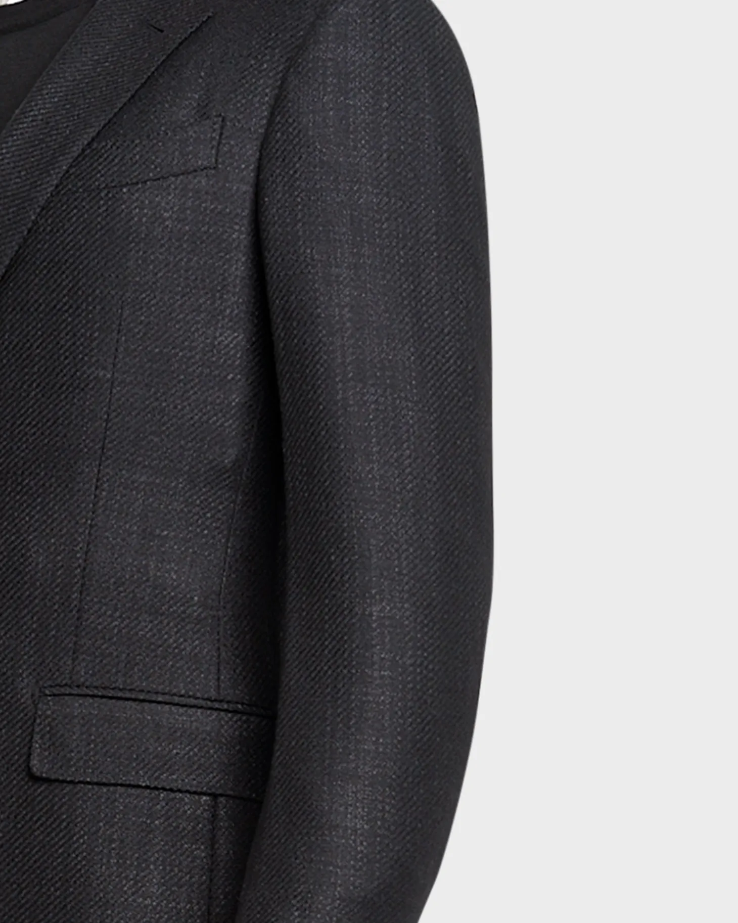 Deep Charcoal Large Twill Wool Silk Cashmere Sports Jacket