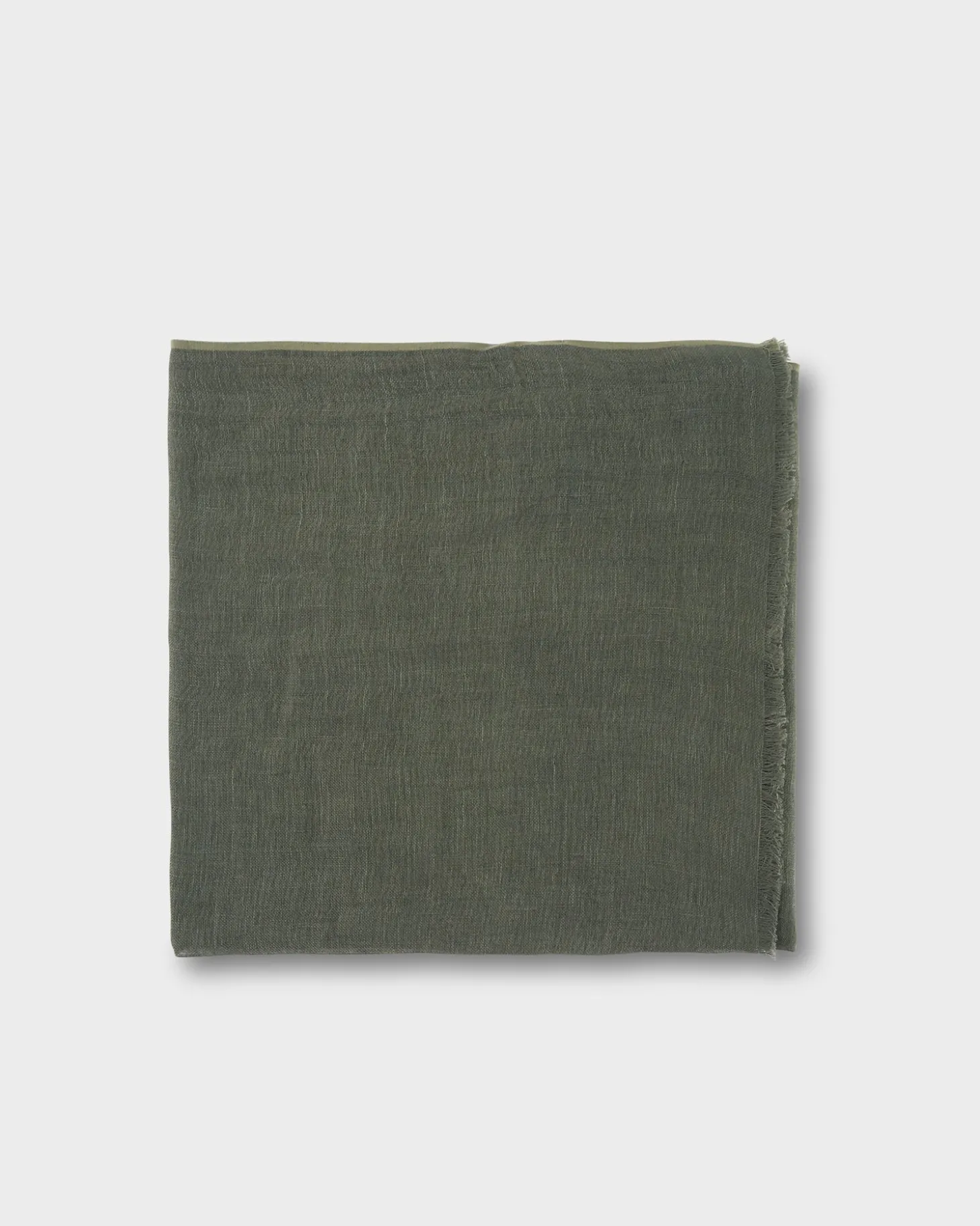 Deep Green Frayed Edge Linen Scarf