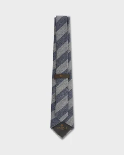 Diagonal Grey And Denim Blue Silk Tie
