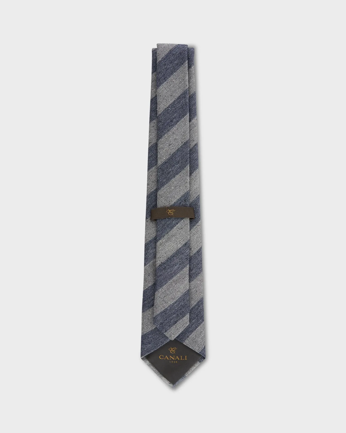 Diagonal Grey And Denim Blue Silk Tie
