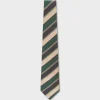 Emerald Midnight And Ivory Diagonal Striped Silk Tie