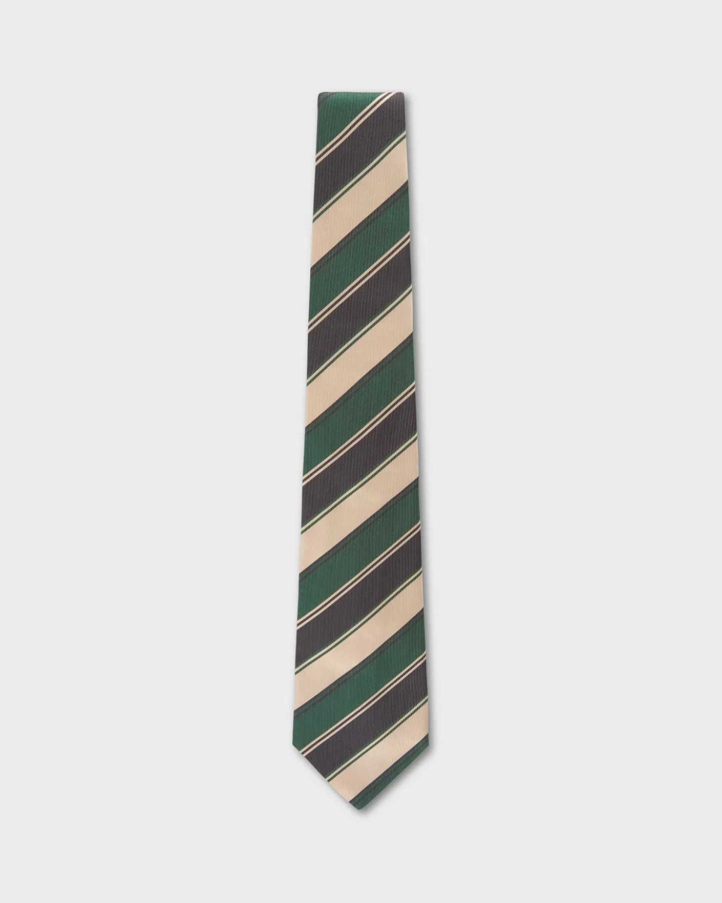 Emerald Midnight And Ivory Diagonal Striped Silk Tie