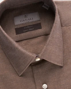 Exclusive Brown Cotton Alpaca Wool Shirt