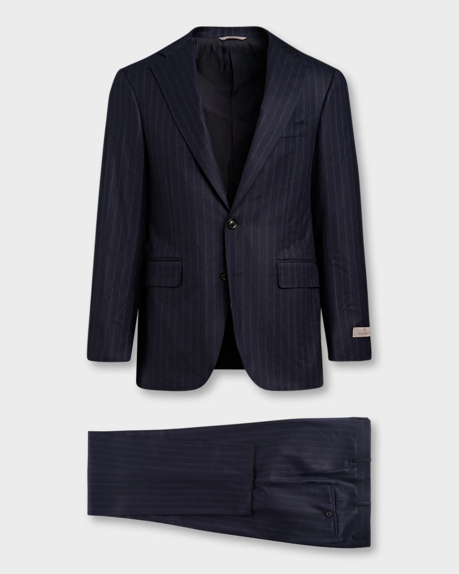 Exclusive Dark Blue Wool 170's Cashmere Pinstripe Suit