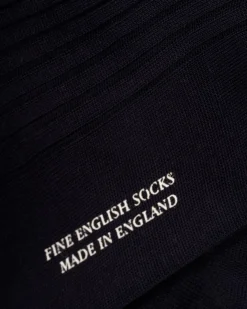 Extra Fine Navy Cotton Calf Length Socks