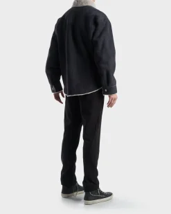 Faded Black Oversize Shearling Shirt Jacket