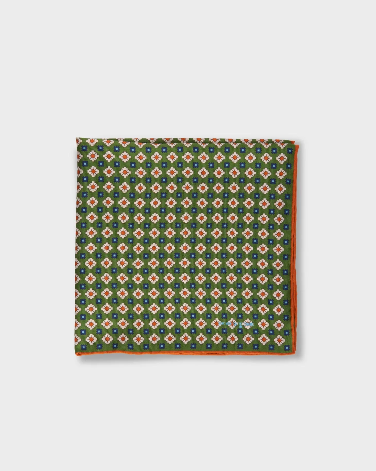 Forrest Green With Geometric Floral Silk Pocket Square