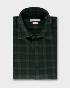Green And Navy Cotton Wool Blend Check Shirt