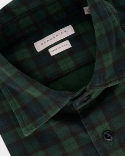 Green And Navy Cotton Wool Blend Check Shirt